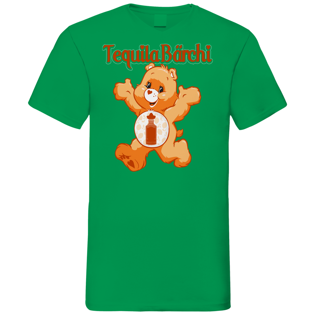 Tequila Bärchi - Glücksbärchi - Herren V-Neck Shirt Kelly Green