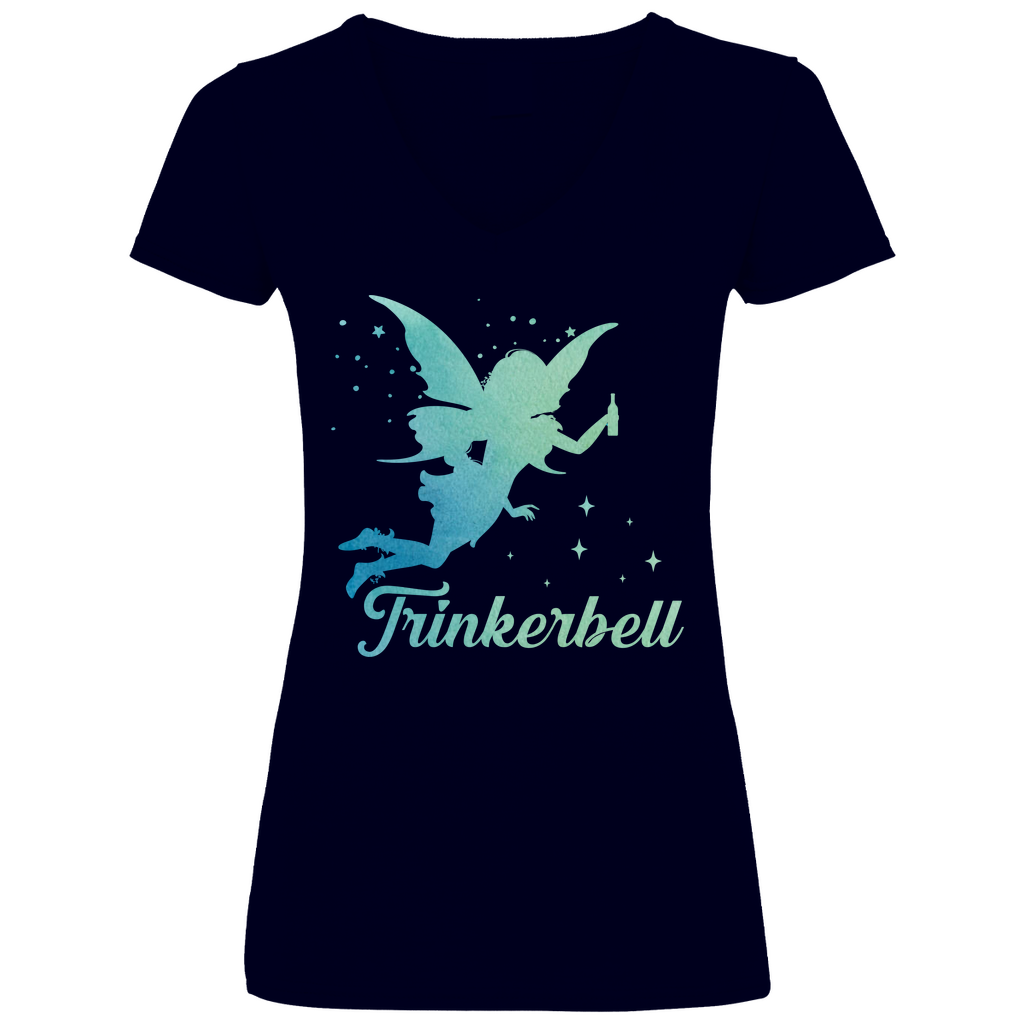 Trinkerbell - Prinzessin Aquarell - V-Neck Damenshirt Deep Navy