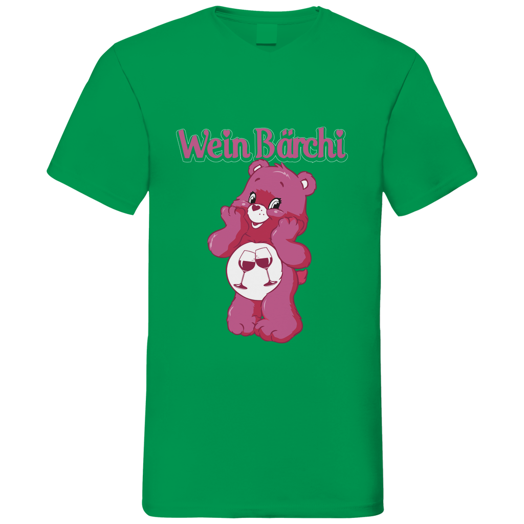 Wein Bärchi - Glücksbärchi - Herren V-Neck Shirt Kelly Green