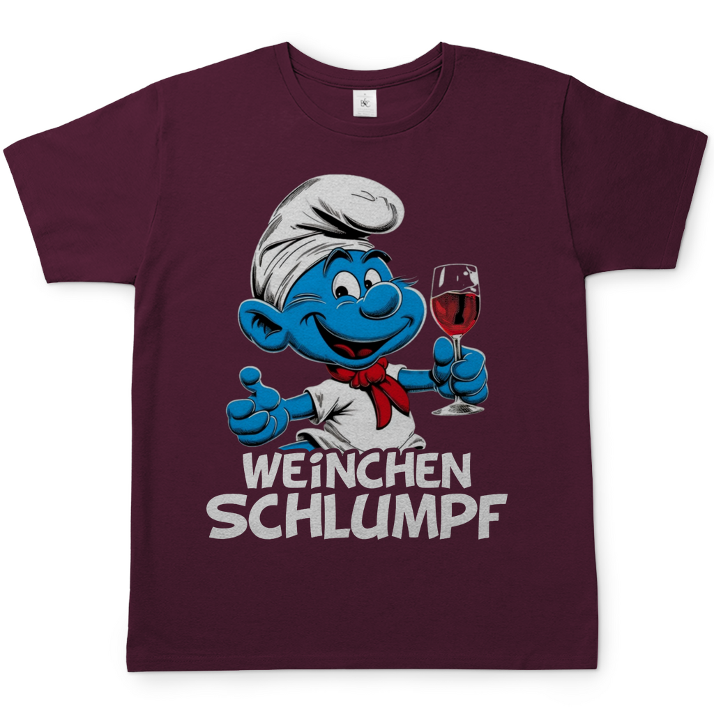 Weinchen Schlumpf Grafik - Herren Shirt Burgundy