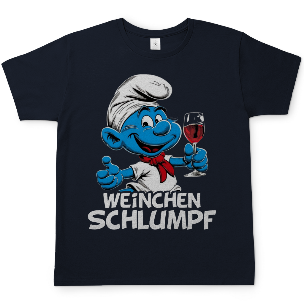 Weinchen Schlumpf Grafik - Herren Shirt Navy