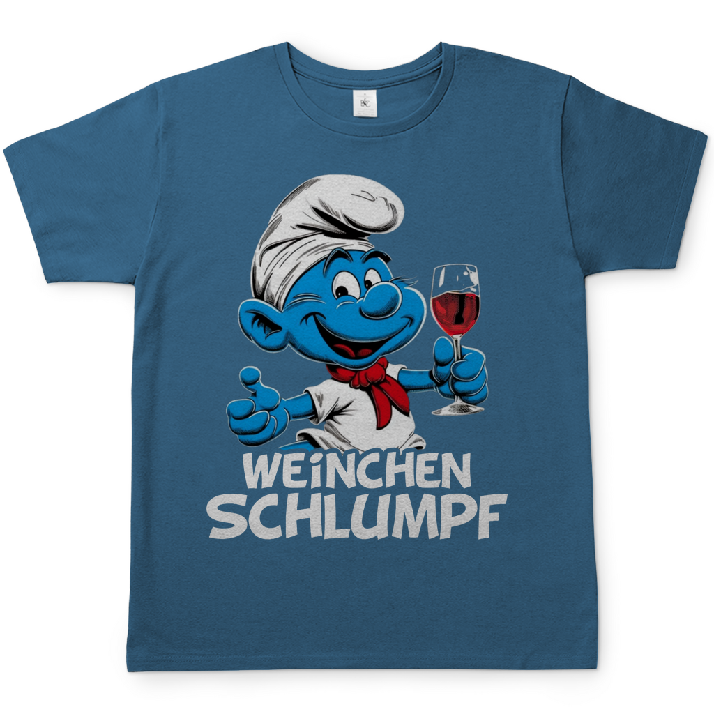 Weinchen Schlumpf Grafik - Herren Shirt Stone Blue