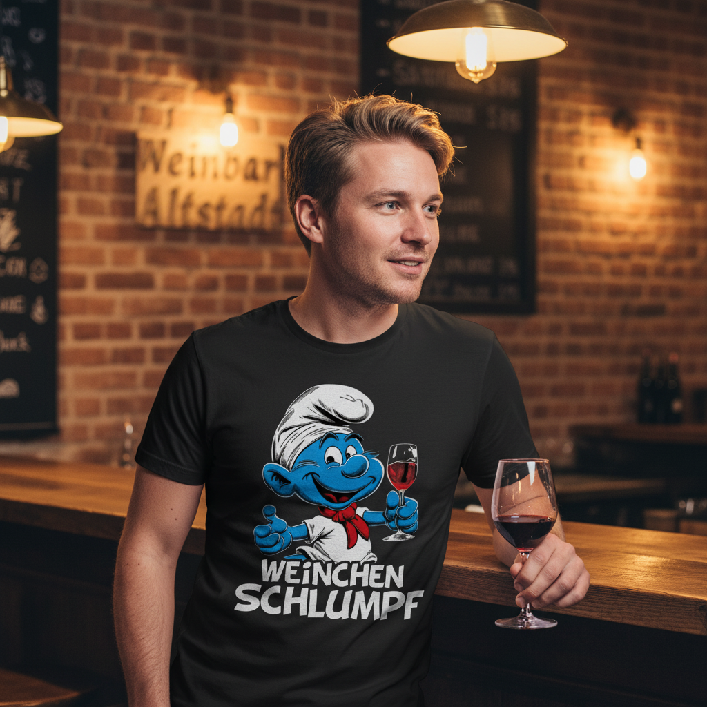 Weinchen Schlumpf Grafik - Herren Shirt