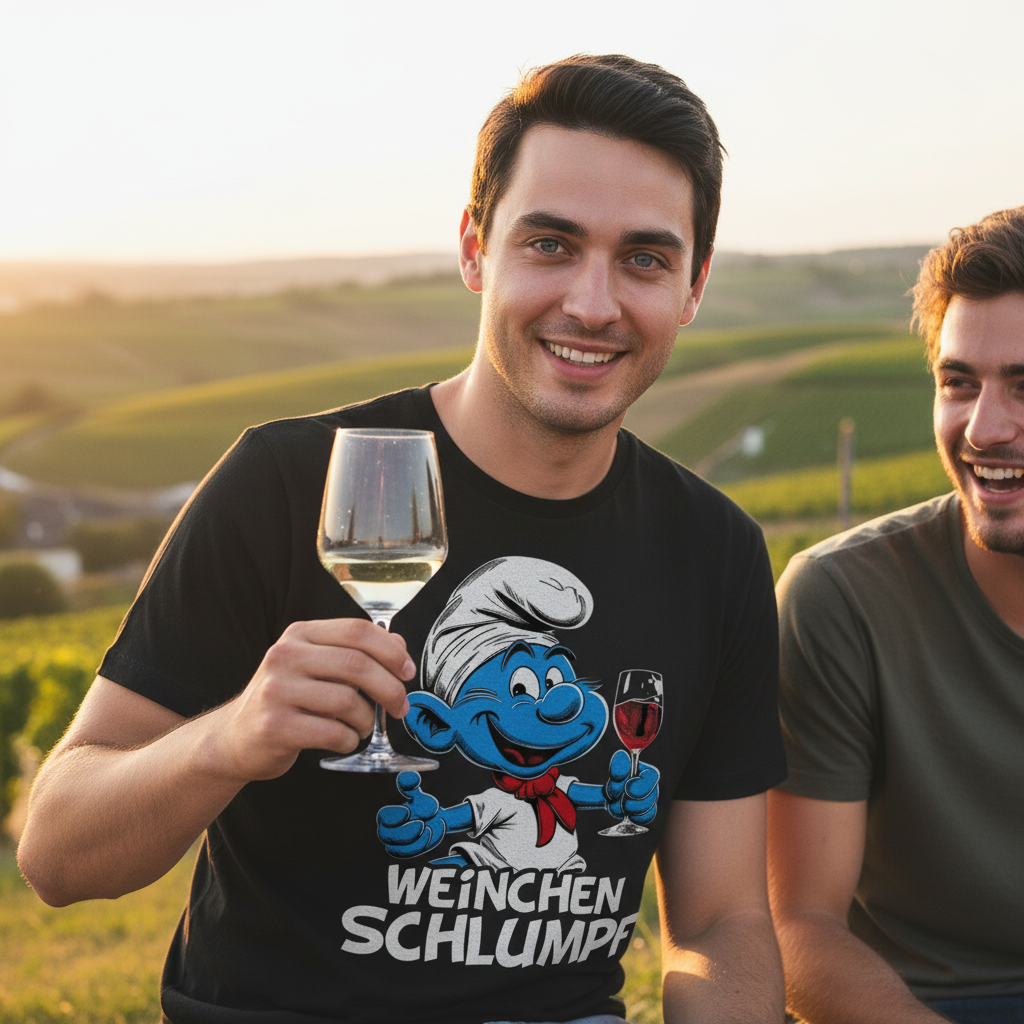 Weinchen Schlumpf Grafik - Herren Shirt