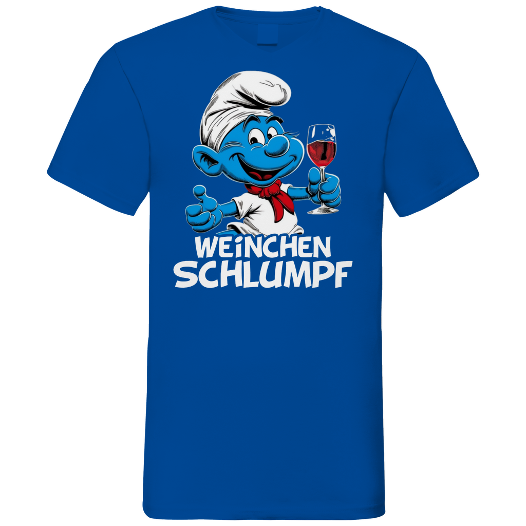 Weinchen Schlumpf Grafik - Herren V-Neck Shirt Royal Blue