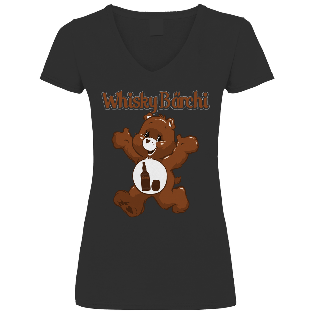 Whisky Bärchi - Glücksbärchi - V-Neck Damenshirt Black