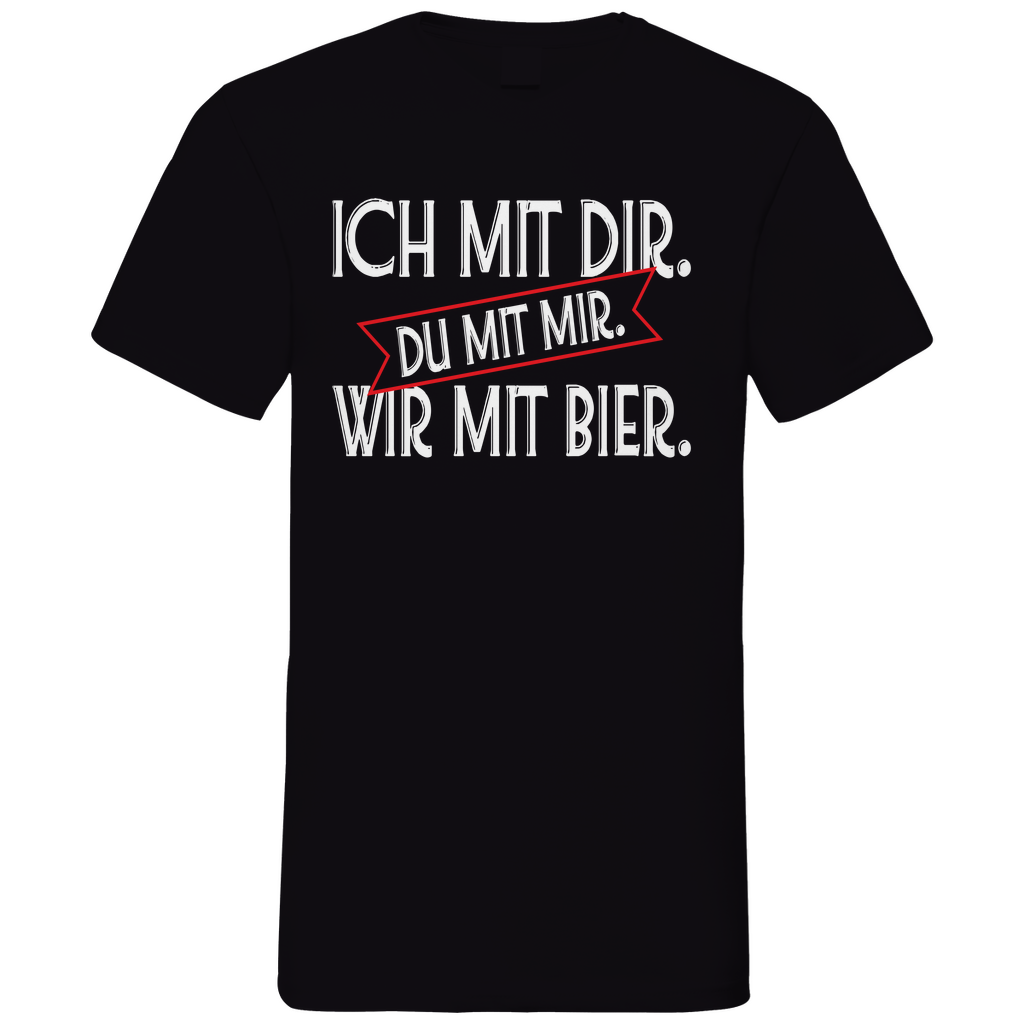 Ich mit dir. Du mit mir. Wir mit Bier. - Herren V-Neck Shirt Black