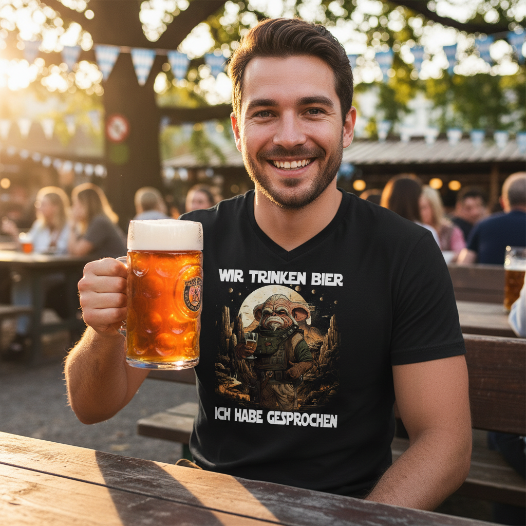 Wir trinken Bier ich habe gesprochen - Mandalorian - Herren V-Neck Shirt