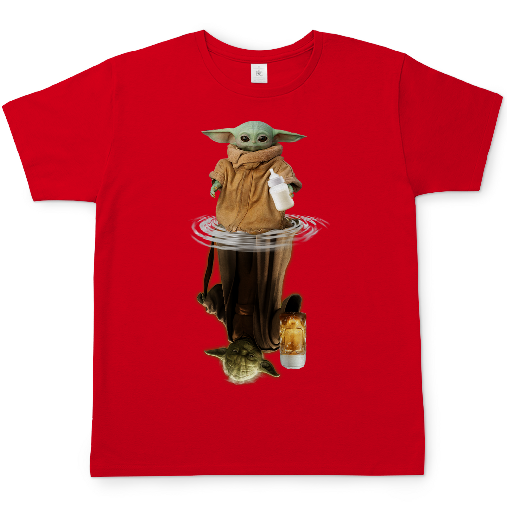 Baby Grogu und Meister Yoda mit Bier - Herren Shirt Red