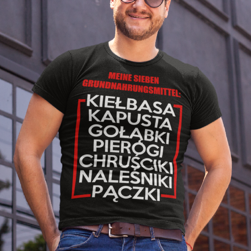 Polnische Küche Shirt Männer – Meine sieben Grundnahrungsmittel mit Stolz tragen