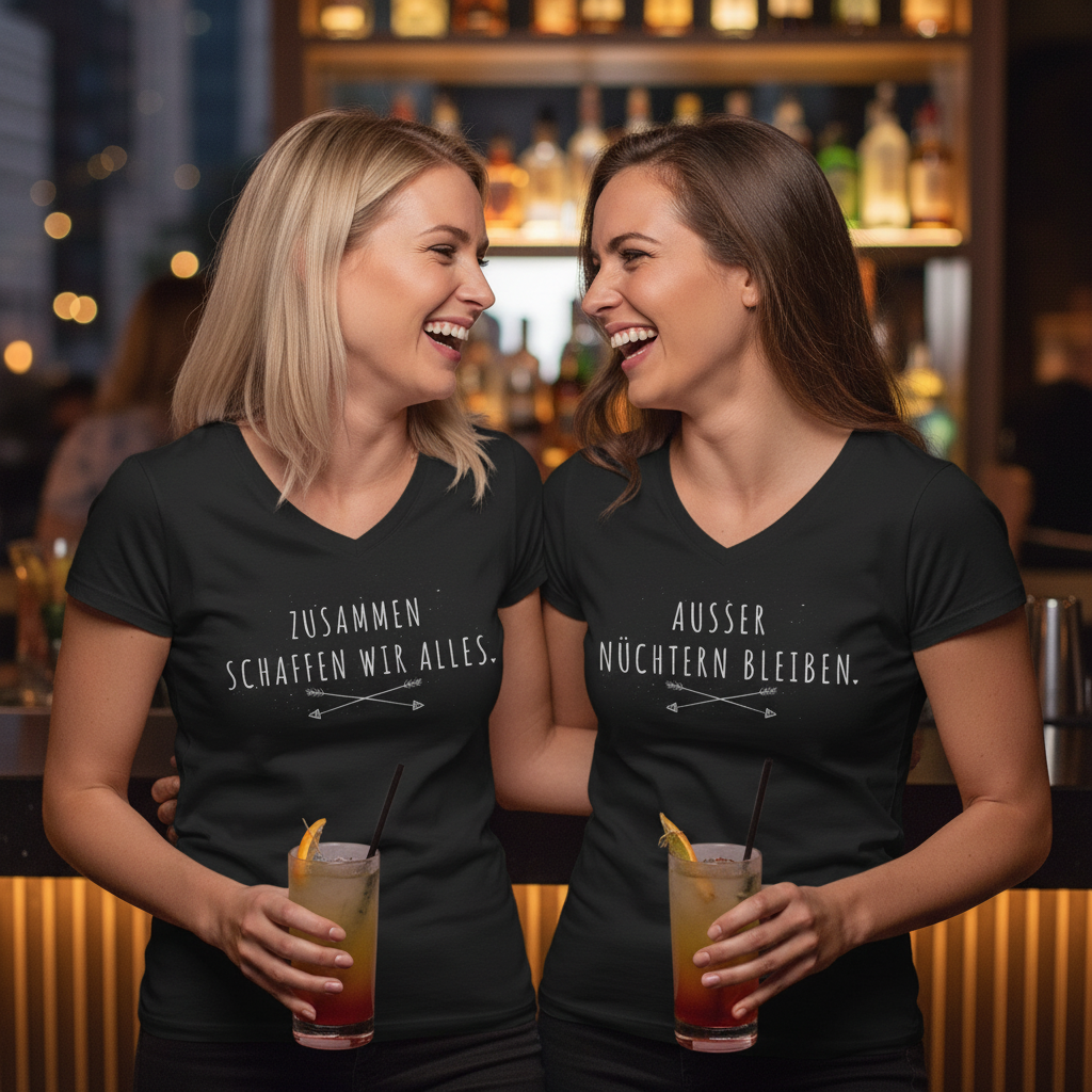 Zusammen schaffen wir alles - V-Neck Damenshirt