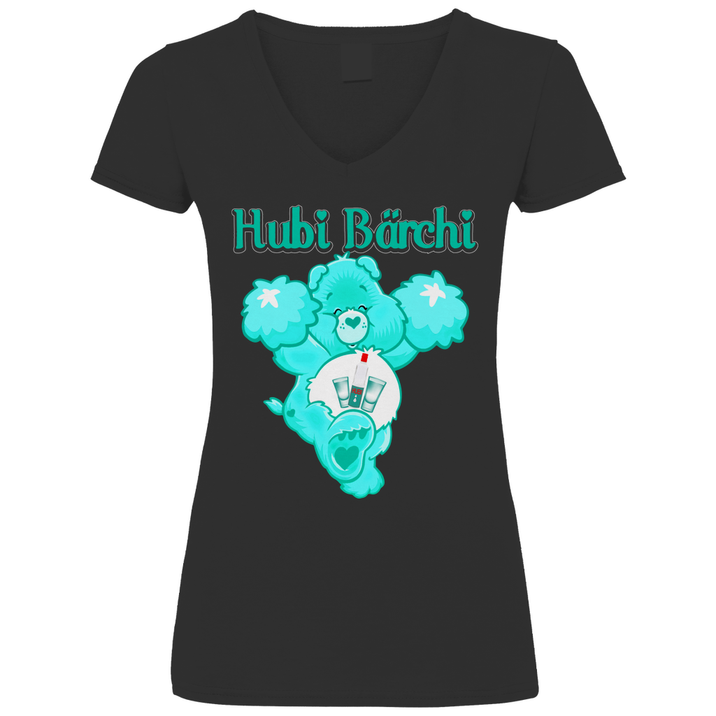 Hubi Bärchi - Glücksbärchi - V-Neck Damenshirt Black
