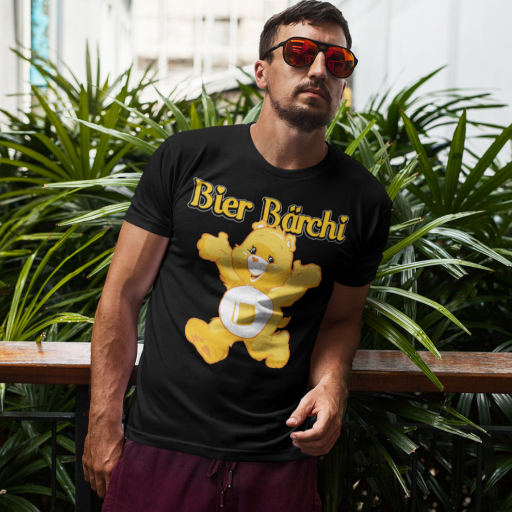 Mann mit Sonnenbrille und Bier Glücksbärchi T-Shirt