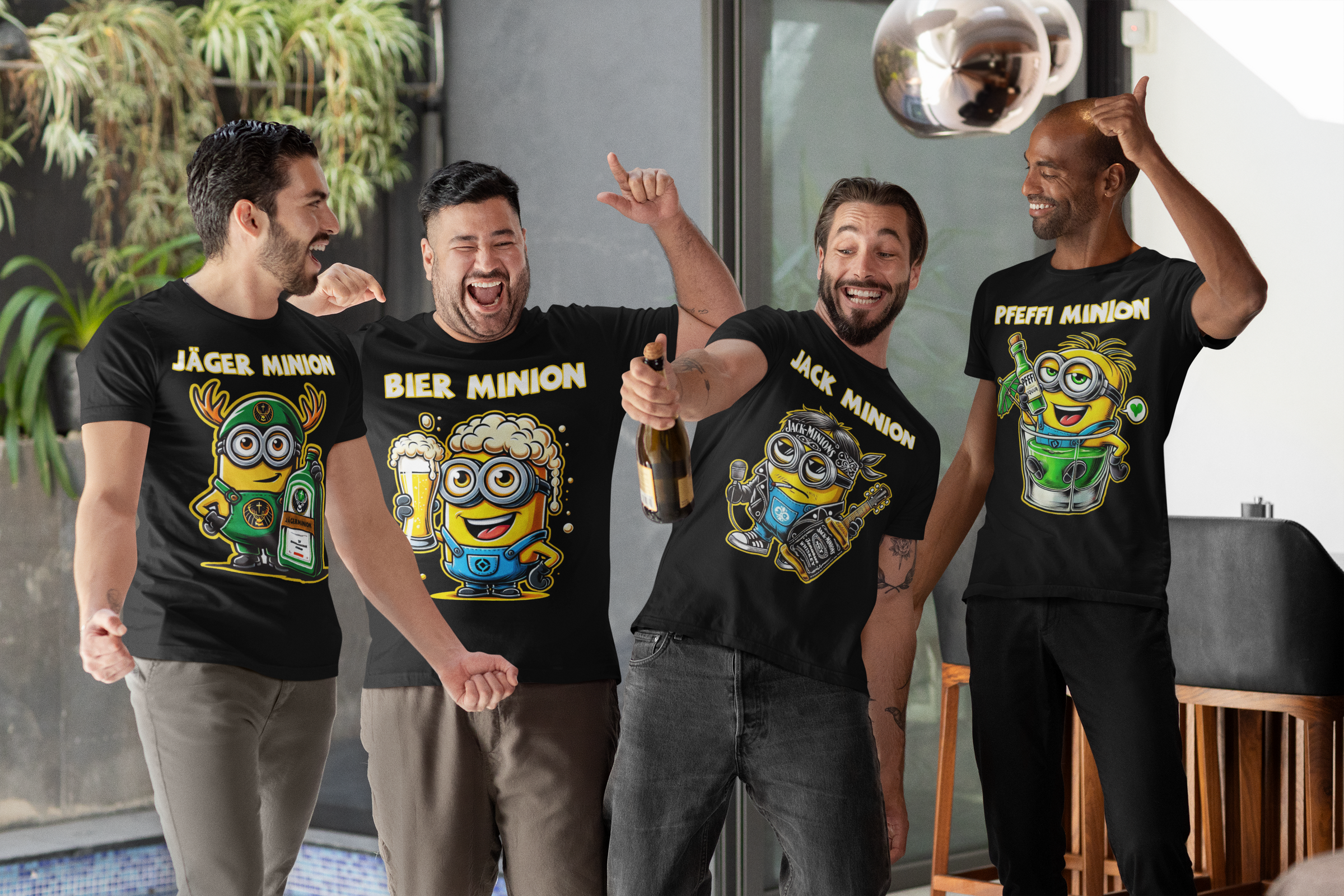 Freunde mit lustigen Minion Alkohol Shirts