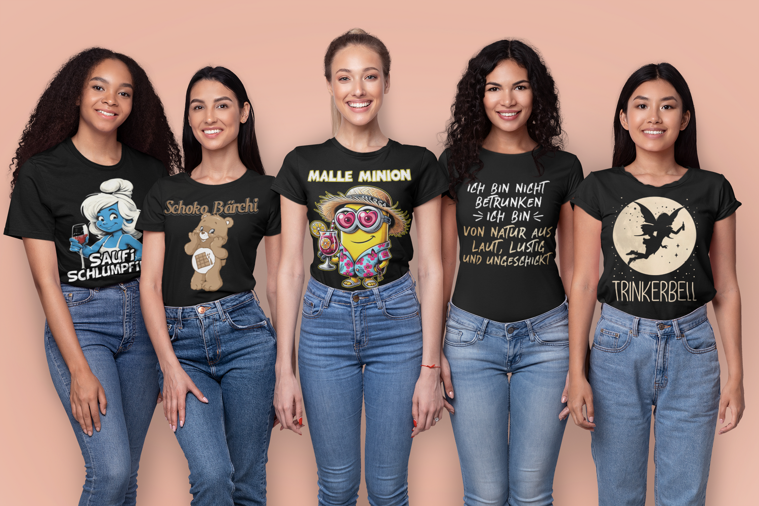 Fünf Frauen mit diversen Vivalabavaria T-Shirts