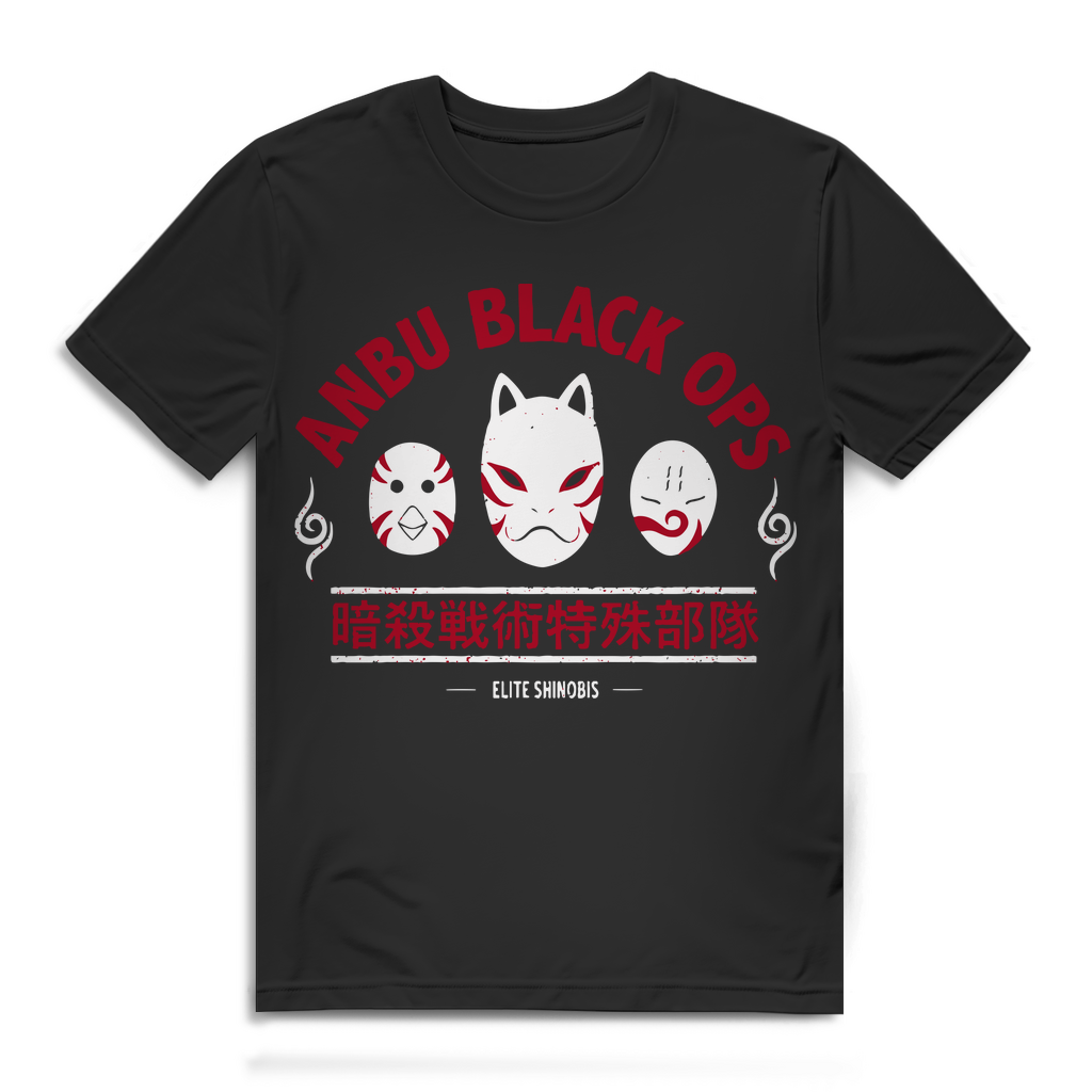 Anime Shirt Männer – Anbu Black Ops Naruto Maske Ninja Shinobi Design Black
