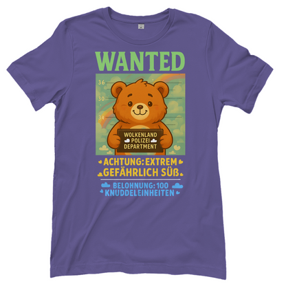 Damen T-Shirt Wanted Glücksbärchi Wolkenland Extrem Gefährlich Süß Millennial Lilac