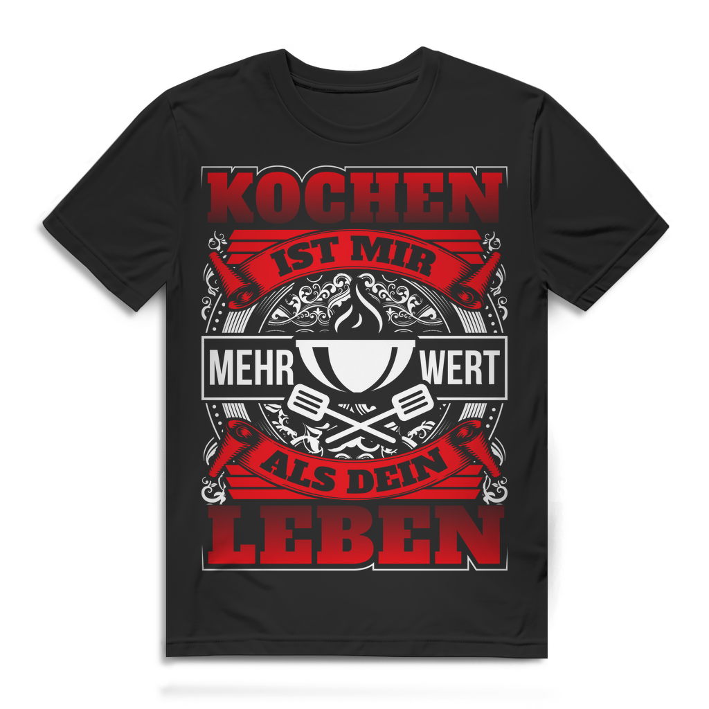 BBQ T-Shirt Herren – Lustiges Grill Spruchshirt – Kochen statt Diskussionen Black