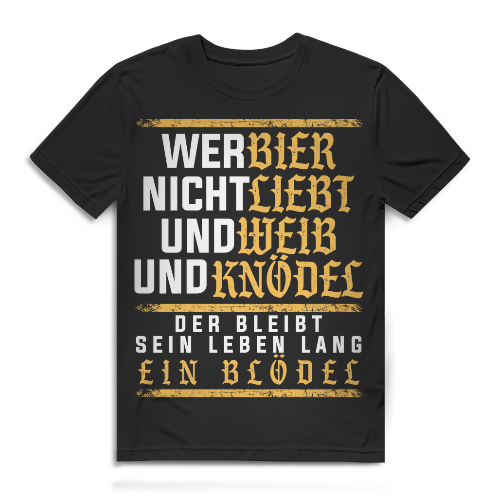 Bier Knödel Weib Shirt – Lustiges Trachtenshirt für Männer mit Blödel Spruch Black