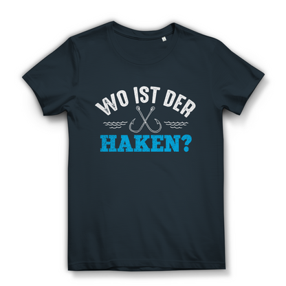 Damen T-Shirt Angeln – Wo ist der Haken? – Lustiges Fischer Funshirt Geschenk