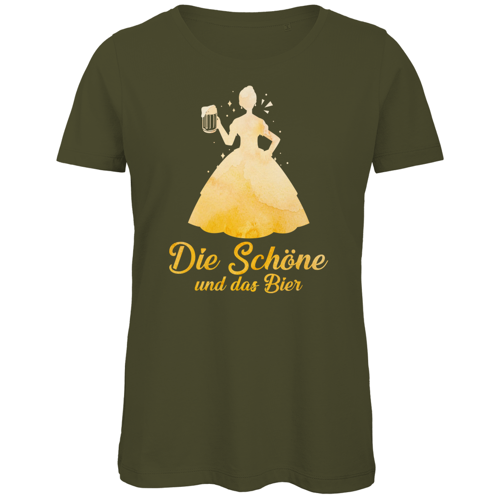 Die schöne und das Bier - Prinzessin Aquarell - Damen Premium Bio T-Shirt Khaki
