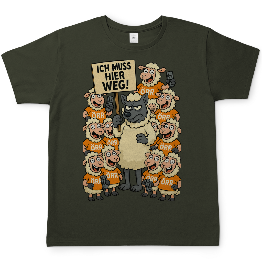 Wolf unter Schlafschafen ich muss hier weg - Herren T-Shirt Urban Khaki