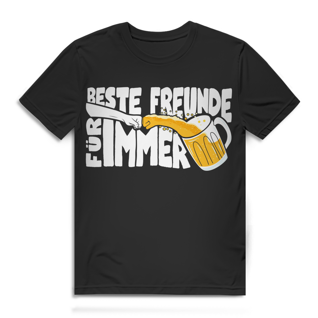Beste Freunde Shirt Männer – Lustiges Bier T-Shirt mit Faust &amp; Krug Freundschaft Black