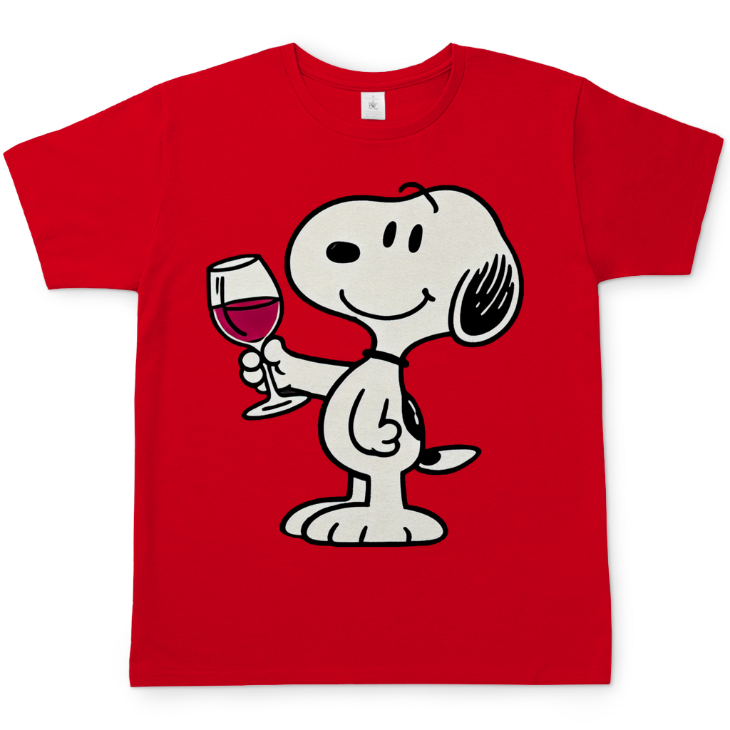 Snoopy mit Wein - Die Peanuts - Herren Shirt Red