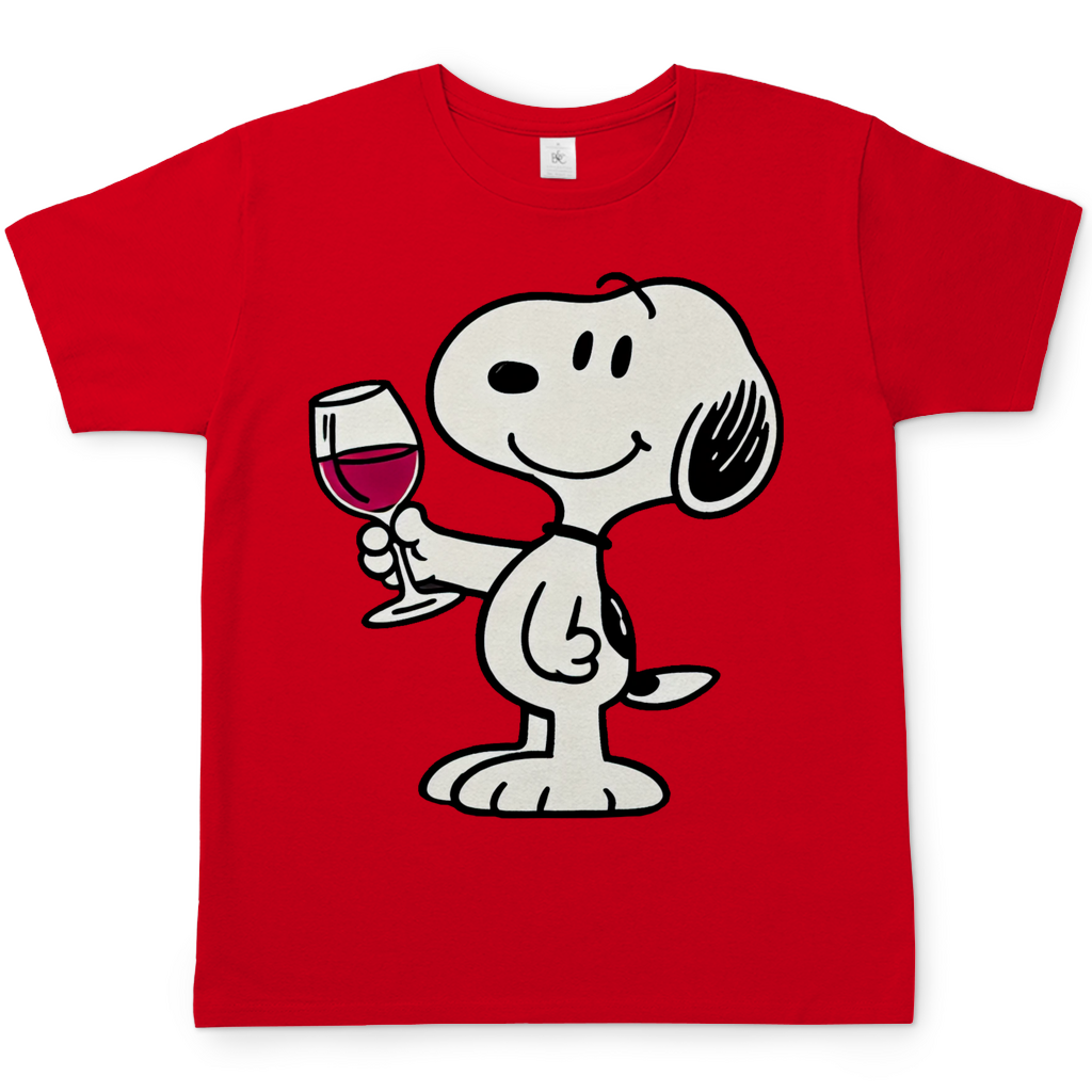 Snoopy mit Wein -  Die Peanuts - Herren Shirt