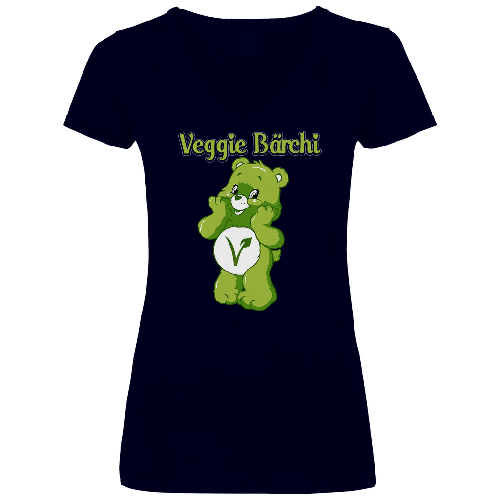Veggie Bärchi - Glücksbärchi - V-Neck Damenshirt Deep Navy
