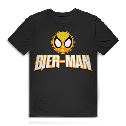 Lustiges Superheld Shirt Männer – Bier-Man Comic Parodie T-Shirt Bierliebhaber Black