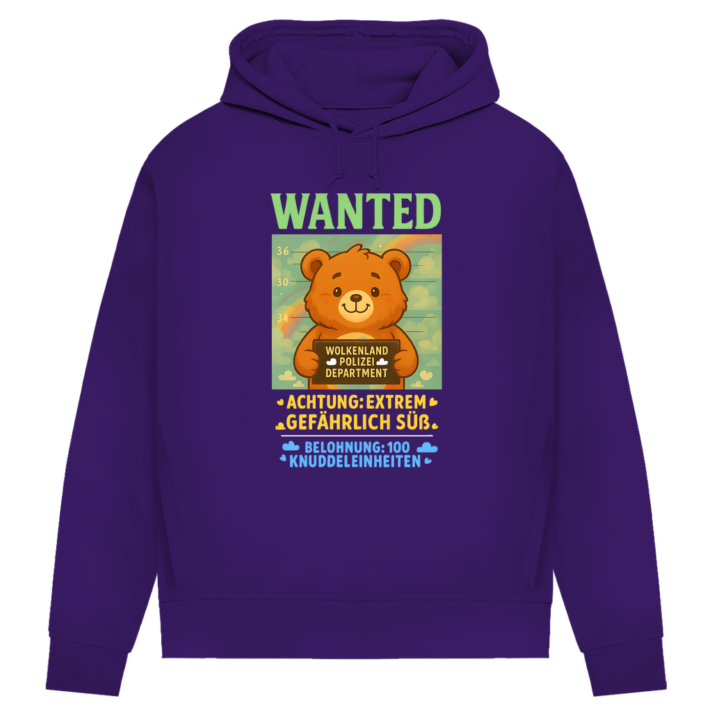 Damen Premium Bio Hoodie Wanted Glücksbärchi Wolkenland Extrem Gefährlich Süß Radiant Purple