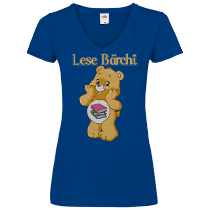 Lese Bärchi - Glücksbärchi - V-Neck Damenshirt Royal Blue
