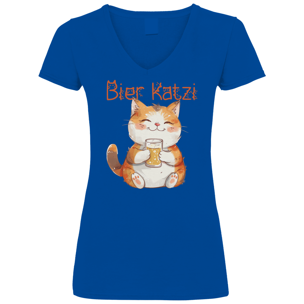 Bier Katzi Katze - V-Neck Damenshirt