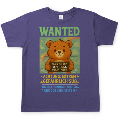 Herren T-Shirt Wanted Glücksbärchi Wolkenland Extrem Gefährlich Süß Millennial Lilac