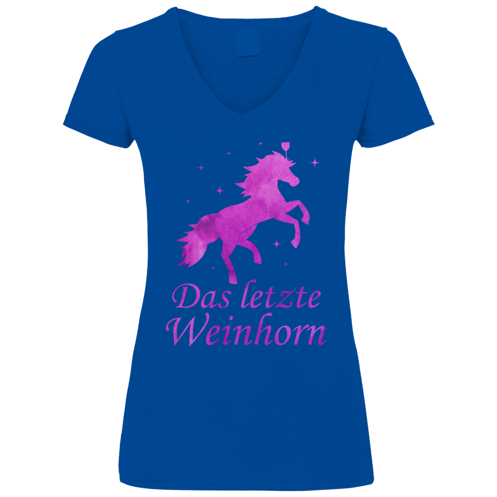 Das letzte Weinhorn - Prinzessin Aquarell - V-Neck Damenshirt