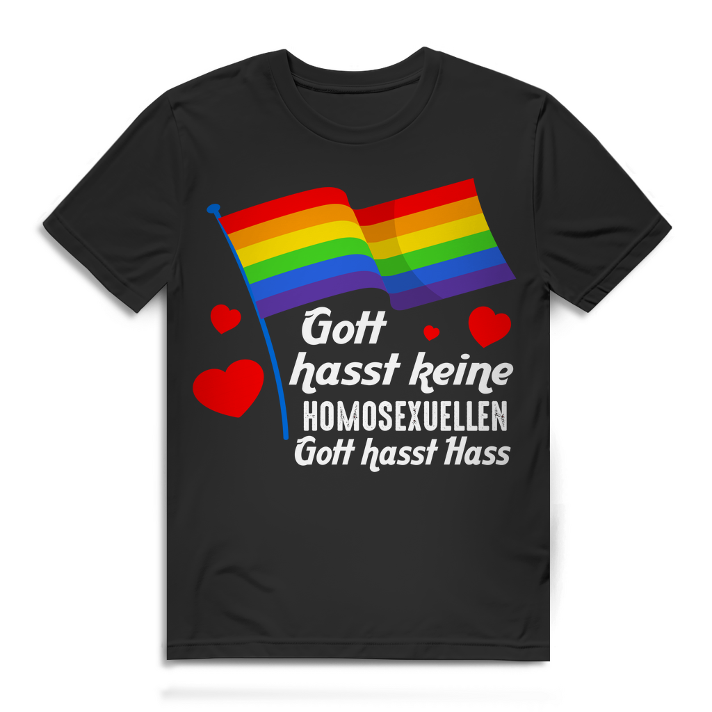 Herren T Shirt Gott hasst keine Homosexuellen Regenbogen Pride Equality LGBT Black