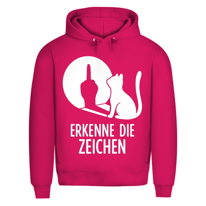 Herren Premium Bio Hoodie Erkenne Die Zeichen Katze Katzenliebhaber Magenta Pink