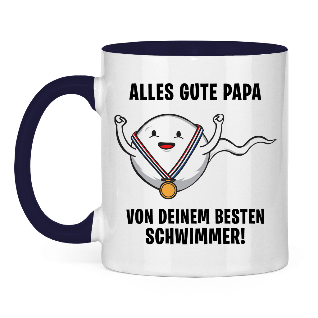 Alles gute Papa von deinem besten Schwimmer! - Tasse zweifarbig Navy