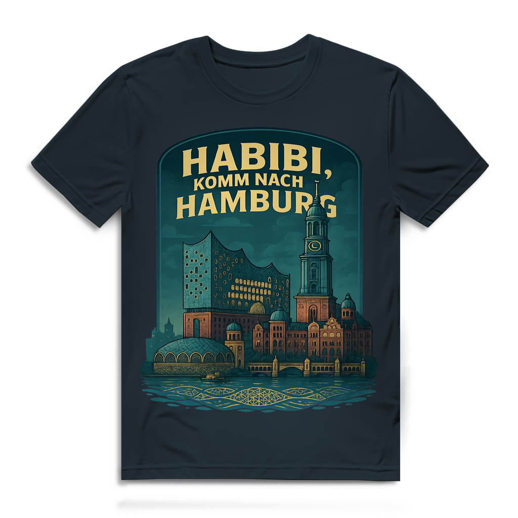 Habibi komm nach Hamburg - Herren Premium Bio T-Shirt Dark Grey Solid