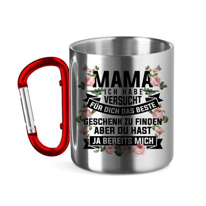Mama habe versucht das beste Geschenk zu finden - Edelstahltasse mit Karabinergriff Red 11 oz.