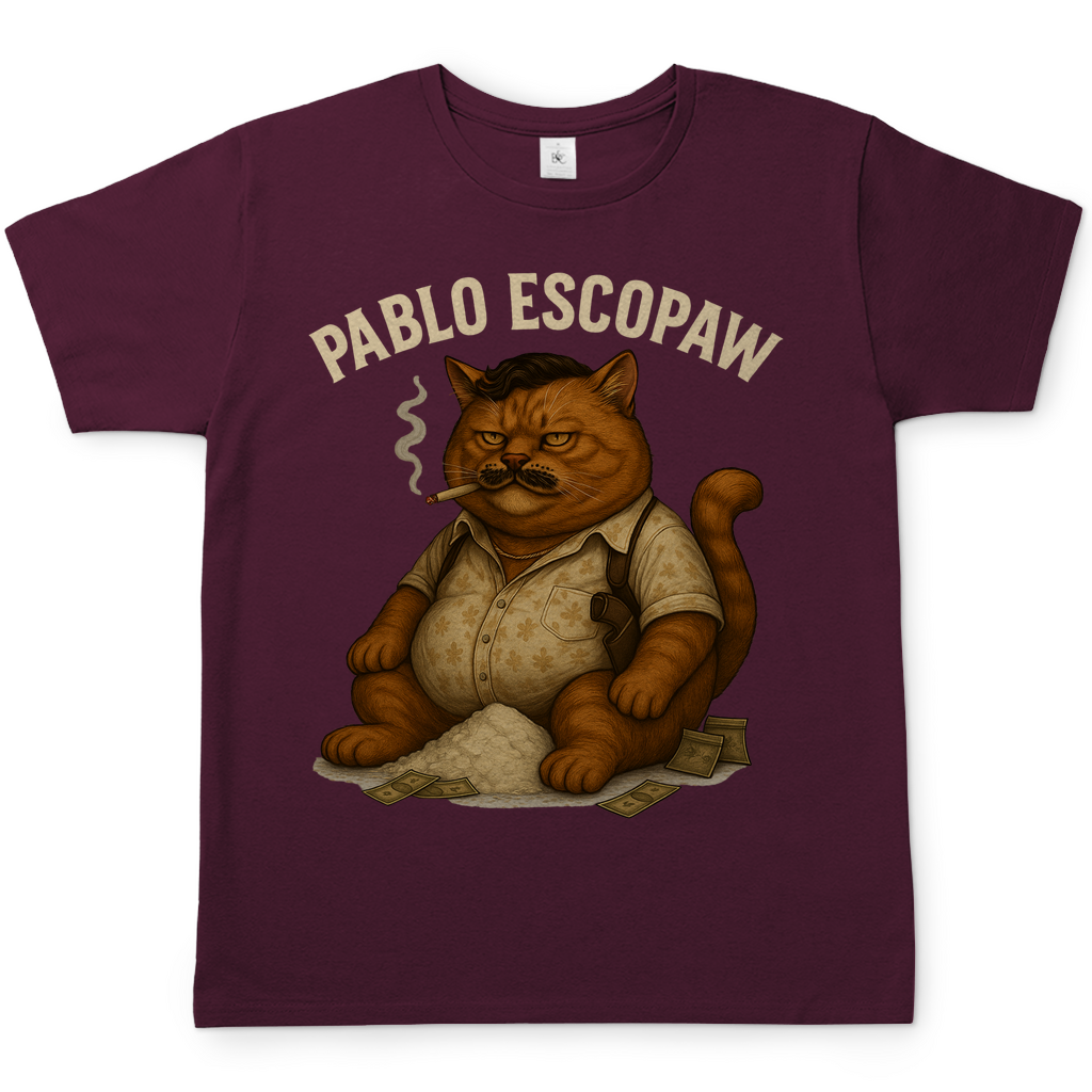 Pablo Escopaw Katze Mafia Escobar - Herren T-Shirt Burgundy