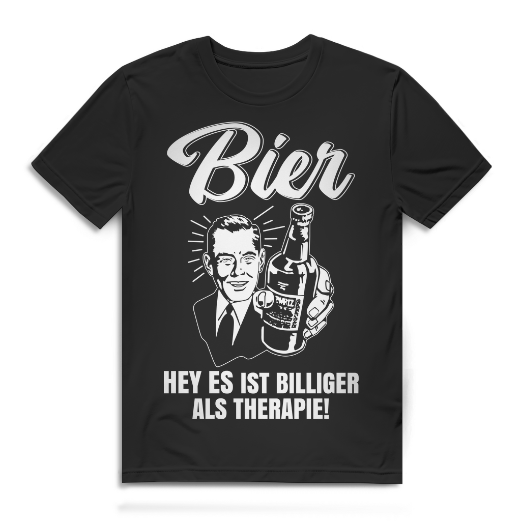 Bier statt Therapie Shirt – Lustiges Geschenk für Männer mit Durst Black