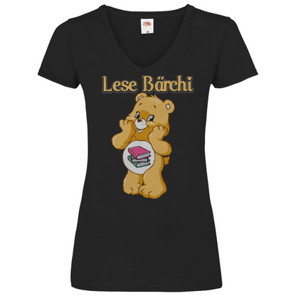 Lese Bärchi - Glücksbärchi - V-Neck Damenshirt Black