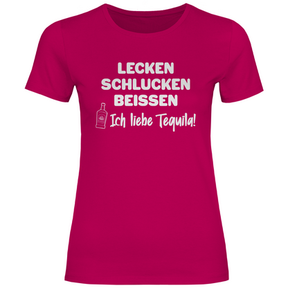 Lecken Schlucken Beissen ich liebe Tequila - Damenshirt Sorbet