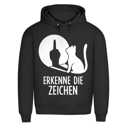 Herren Premium Bio Hoodie Erkenne Die Zeichen Katze Katzenliebhaber Black Pure