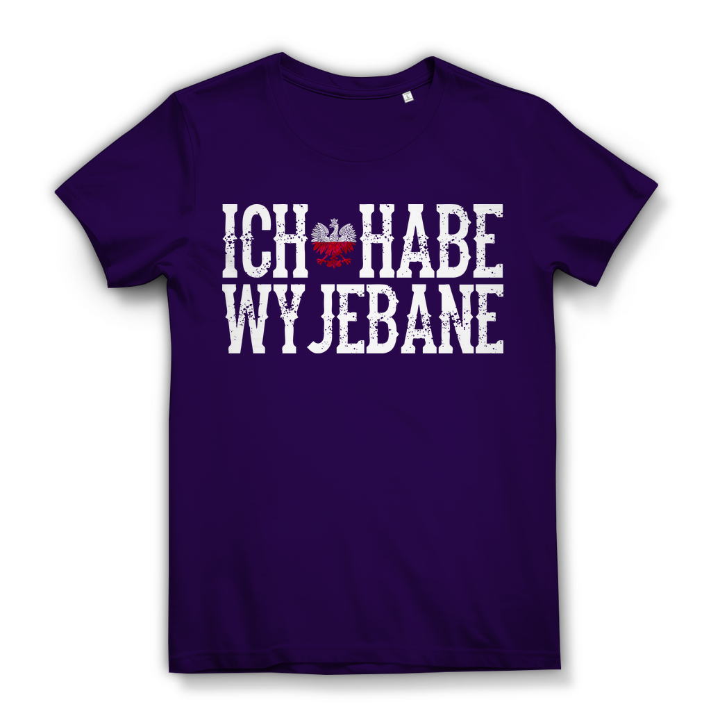 Ich habe wyjebane Damen Bio T-Shirt Polnisch Slang Weißadler Statement Spruch Urban Purple