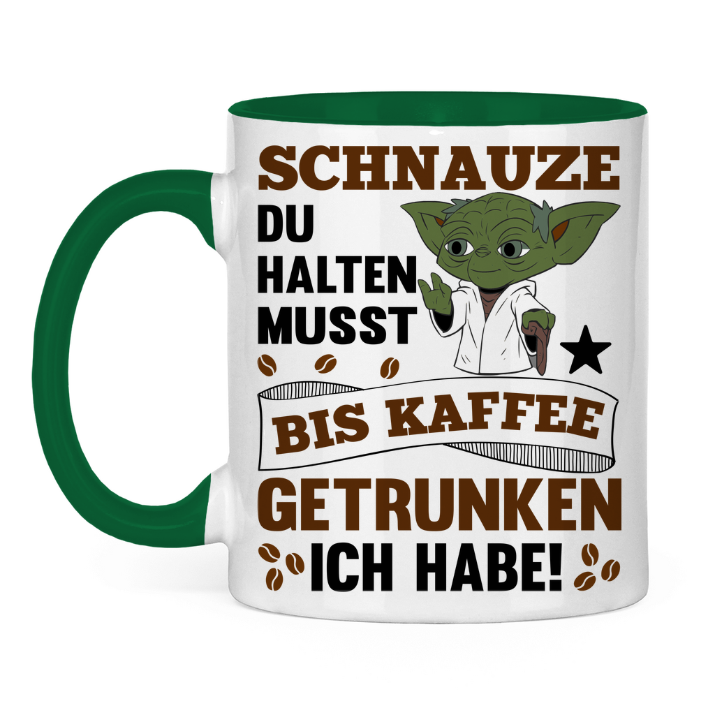 Schnauze du halten musst bis Kaffee getrunken ich habe! Yoda - Tasse zweifarbig