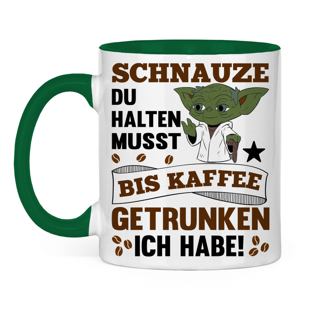 Schnauze du halten musst bis Kaffee getrunken ich habe! Yoda - Tasse zweifarbig Green