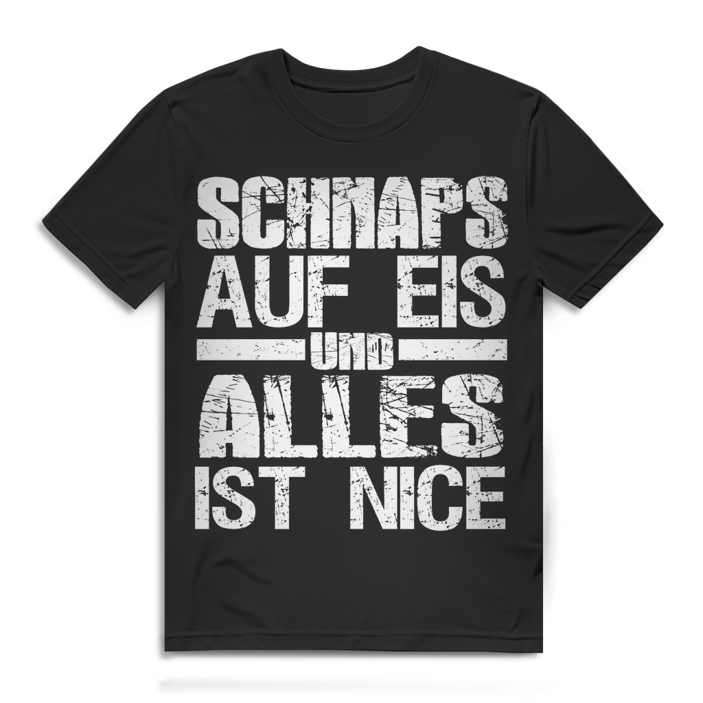 Lustiges Herren Bio Shirt Schnaps auf Eis Spruch Geschenk Männer Party Black